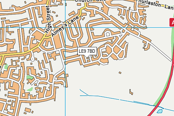 LE9 7BD map - OS VectorMap District (Ordnance Survey)