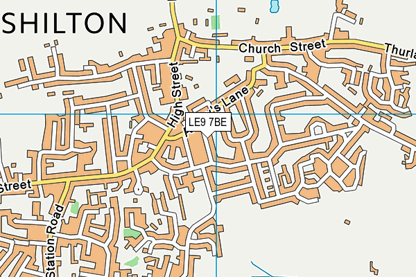 LE9 7BE map - OS VectorMap District (Ordnance Survey)