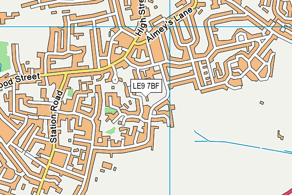 LE9 7BF map - OS VectorMap District (Ordnance Survey)