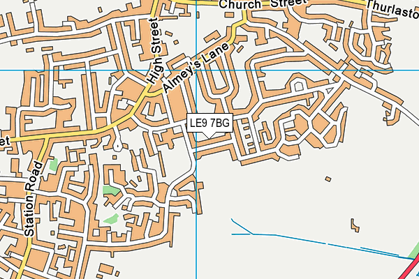 LE9 7BG map - OS VectorMap District (Ordnance Survey)