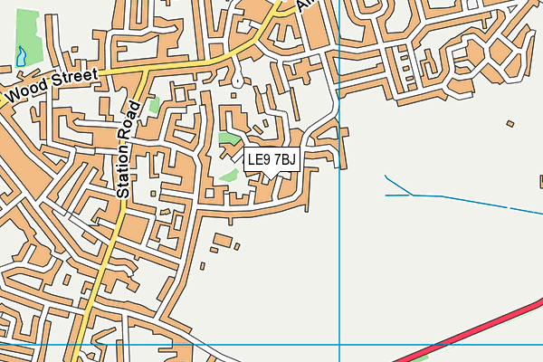 LE9 7BJ map - OS VectorMap District (Ordnance Survey)