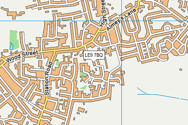 LE9 7BQ map - OS VectorMap District (Ordnance Survey)