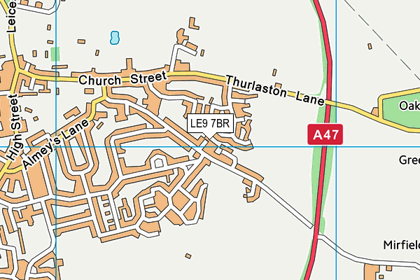 LE9 7BR map - OS VectorMap District (Ordnance Survey)