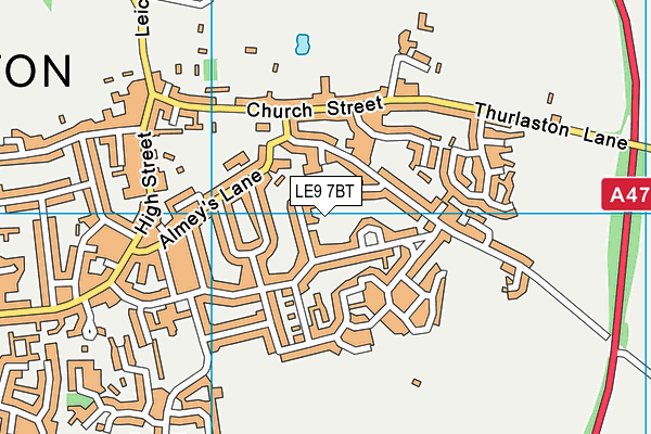 LE9 7BT map - OS VectorMap District (Ordnance Survey)