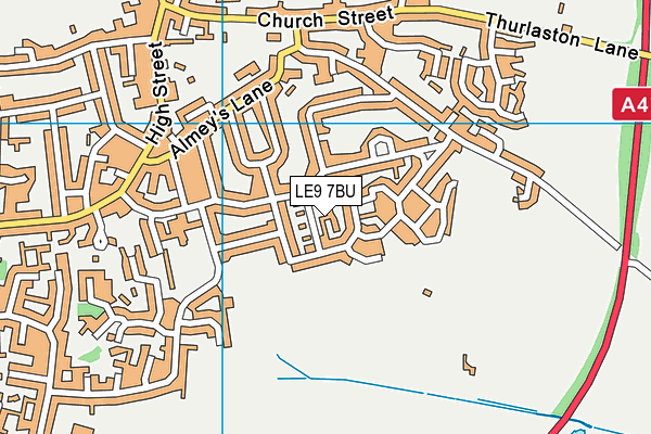 LE9 7BU map - OS VectorMap District (Ordnance Survey)