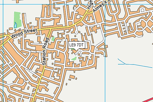 LE9 7DT map - OS VectorMap District (Ordnance Survey)
