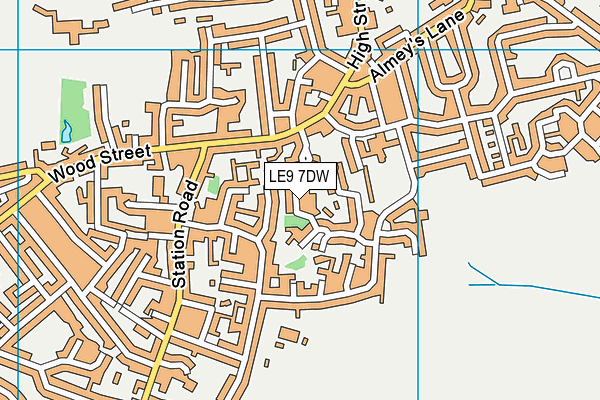 LE9 7DW map - OS VectorMap District (Ordnance Survey)