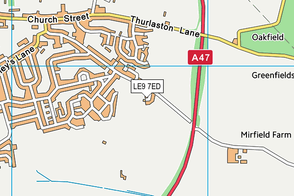 LE9 7ED map - OS VectorMap District (Ordnance Survey)