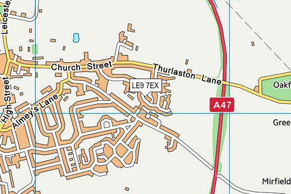 LE9 7EX map - OS VectorMap District (Ordnance Survey)
