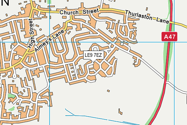LE9 7EZ map - OS VectorMap District (Ordnance Survey)