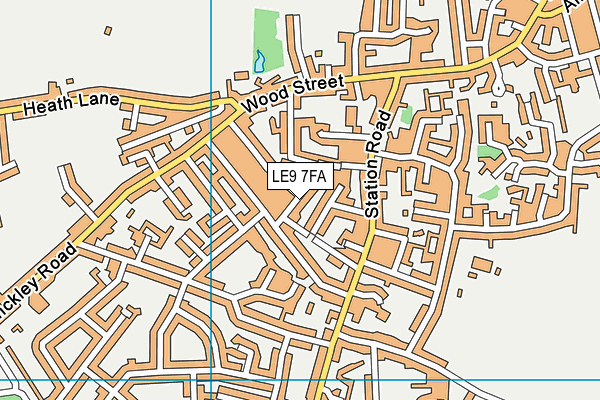 LE9 7FA map - OS VectorMap District (Ordnance Survey)
