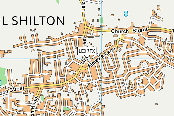 LE9 7FX map - OS VectorMap District (Ordnance Survey)