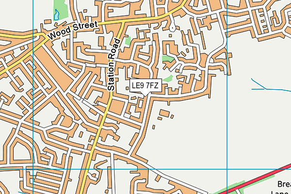 LE9 7FZ map - OS VectorMap District (Ordnance Survey)