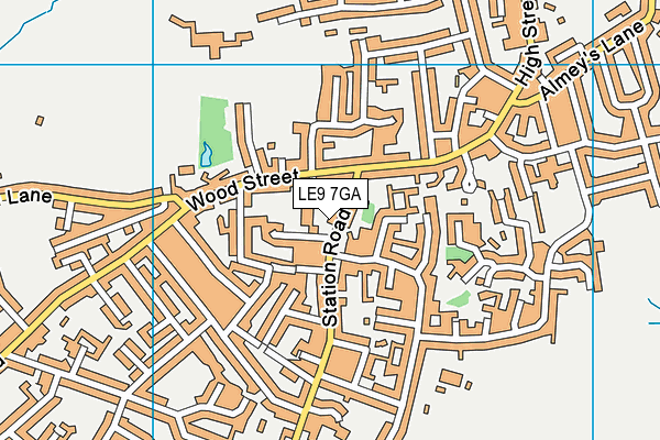 LE9 7GA map - OS VectorMap District (Ordnance Survey)