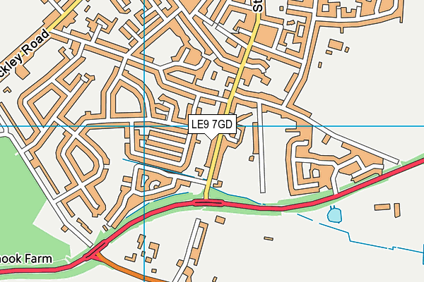 LE9 7GD map - OS VectorMap District (Ordnance Survey)