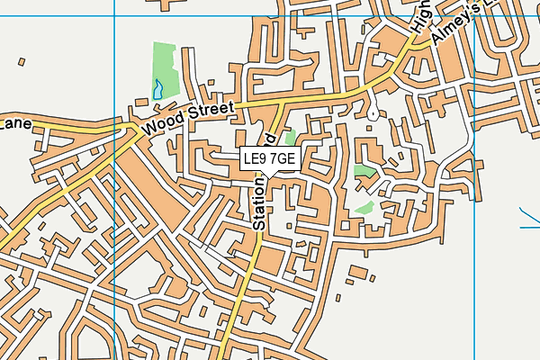 LE9 7GE map - OS VectorMap District (Ordnance Survey)