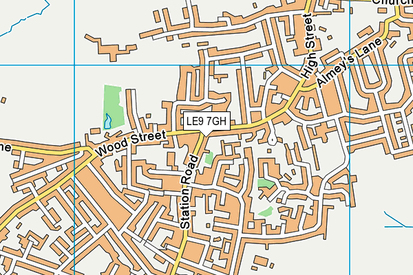 LE9 7GH map - OS VectorMap District (Ordnance Survey)
