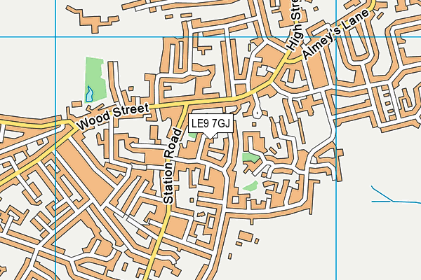 LE9 7GJ map - OS VectorMap District (Ordnance Survey)