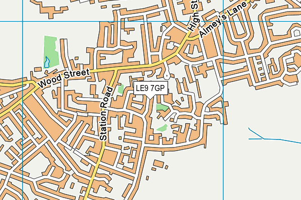 LE9 7GP map - OS VectorMap District (Ordnance Survey)