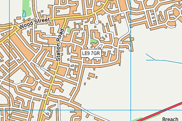LE9 7GR map - OS VectorMap District (Ordnance Survey)