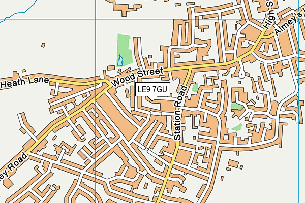 LE9 7GU map - OS VectorMap District (Ordnance Survey)