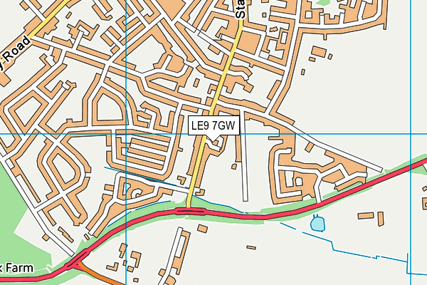 LE9 7GW map - OS VectorMap District (Ordnance Survey)