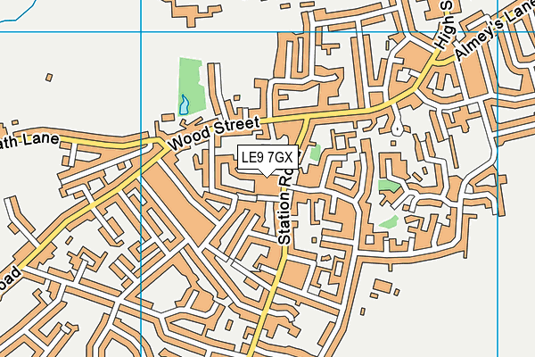 LE9 7GX map - OS VectorMap District (Ordnance Survey)