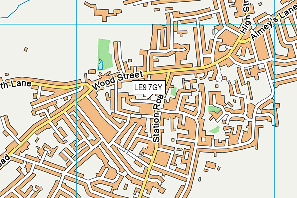 LE9 7GY map - OS VectorMap District (Ordnance Survey)