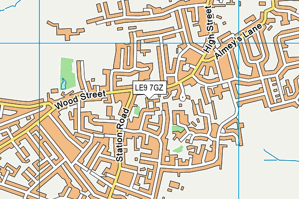LE9 7GZ map - OS VectorMap District (Ordnance Survey)