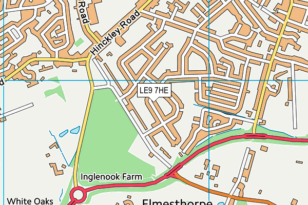 LE9 7HE map - OS VectorMap District (Ordnance Survey)