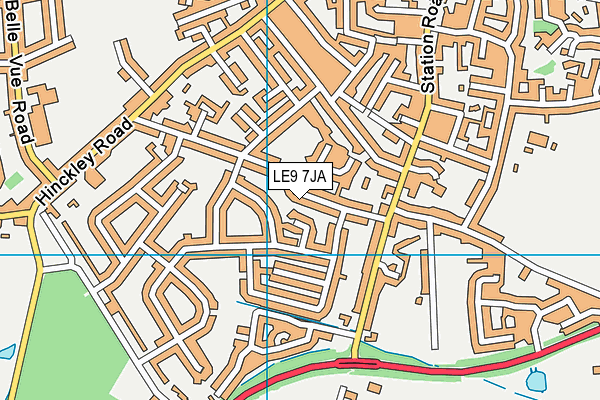 LE9 7JA map - OS VectorMap District (Ordnance Survey)