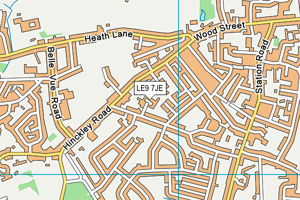 LE9 7JE map - OS VectorMap District (Ordnance Survey)