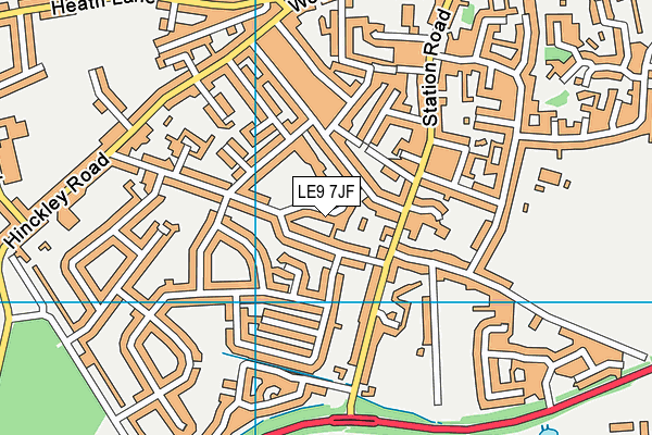 LE9 7JF map - OS VectorMap District (Ordnance Survey)