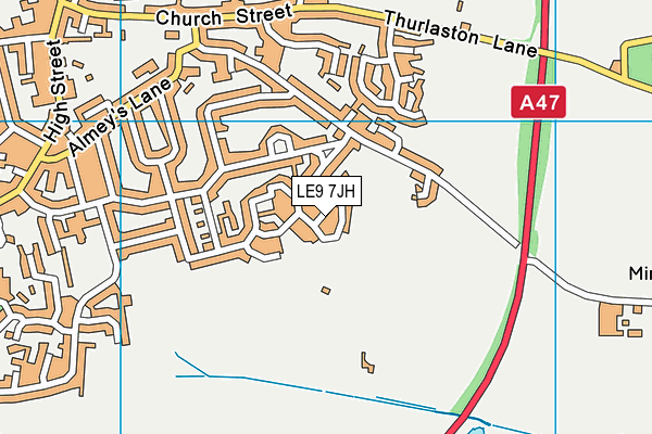 LE9 7JH map - OS VectorMap District (Ordnance Survey)