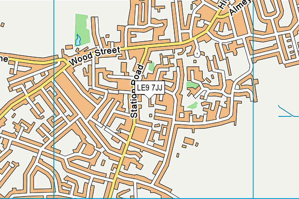 LE9 7JJ map - OS VectorMap District (Ordnance Survey)