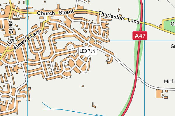 LE9 7JN map - OS VectorMap District (Ordnance Survey)