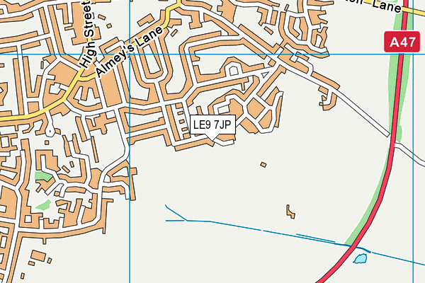 LE9 7JP map - OS VectorMap District (Ordnance Survey)