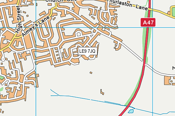 LE9 7JQ map - OS VectorMap District (Ordnance Survey)