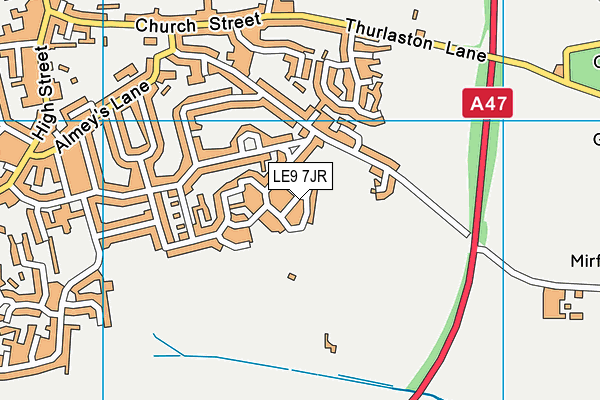 LE9 7JR map - OS VectorMap District (Ordnance Survey)