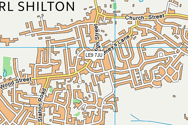 LE9 7JU map - OS VectorMap District (Ordnance Survey)