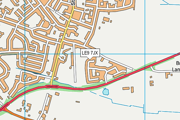 LE9 7JX map - OS VectorMap District (Ordnance Survey)