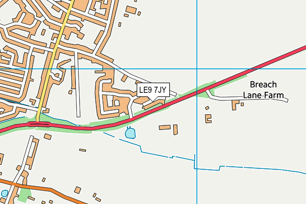 LE9 7JY map - OS VectorMap District (Ordnance Survey)