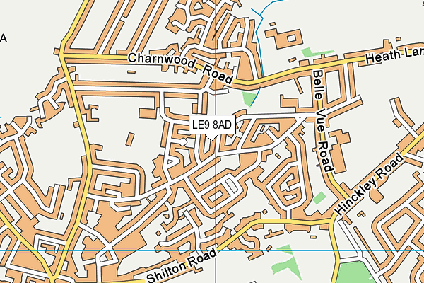 LE9 8AD map - OS VectorMap District (Ordnance Survey)