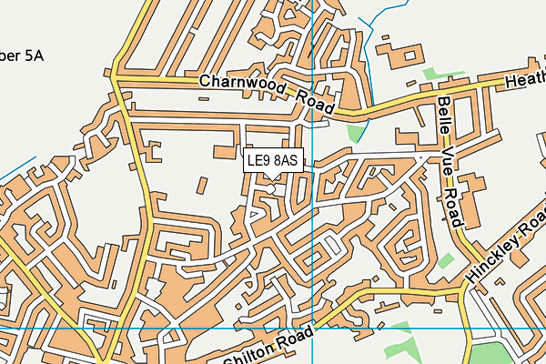 LE9 8AS map - OS VectorMap District (Ordnance Survey)
