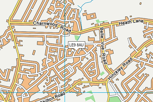 LE9 8AU map - OS VectorMap District (Ordnance Survey)