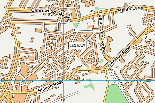 LE9 8AW map - OS VectorMap District (Ordnance Survey)