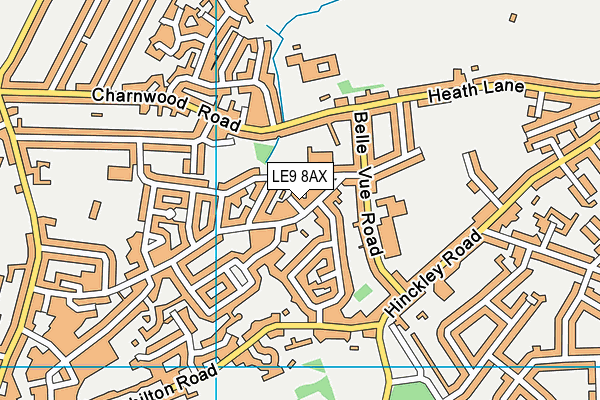 LE9 8AX map - OS VectorMap District (Ordnance Survey)