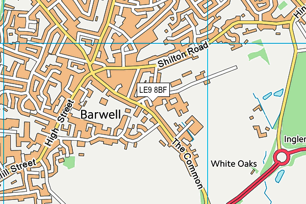 LE9 8BF map - OS VectorMap District (Ordnance Survey)