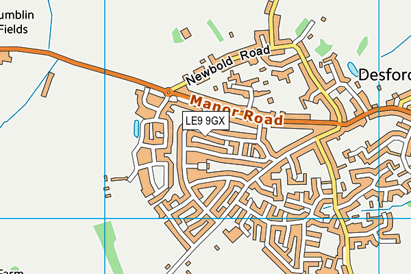 LE9 9GX map - OS VectorMap District (Ordnance Survey)