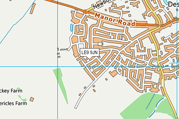 LE9 9JN map - OS VectorMap District (Ordnance Survey)